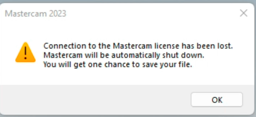 Fix Connection to the MasterCam License lost error - troubleshooting and solutions
